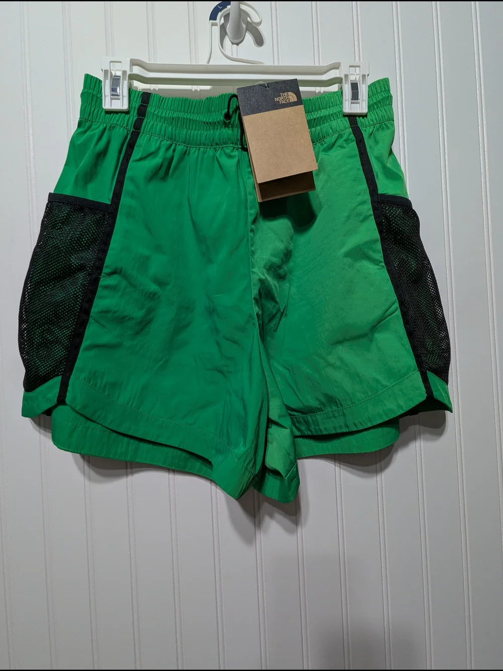 The North Face Green Athletic Shorts with Black Mesh Panels
